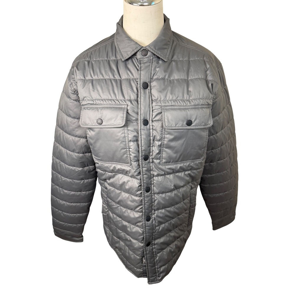 Faherty Atmosphere Quilted Shirt Jacket Mens Small Steel Grey MOF2229-STY